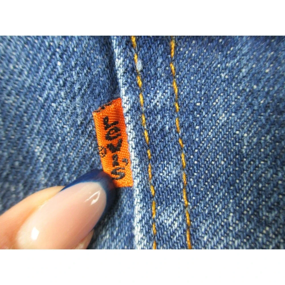 VINTAGE Levi's 505 Pants Mens 42 Blue Denim Jeans Straight Leg HEMMED 80s 42X25*